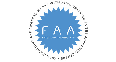 FAA First Aid Awards logo featuring a blue circular design with the text about training and certifications for first aid. Suitable for 10 certifications and training programs.