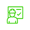 construction worker icon with checklist representing 7 steps to safety